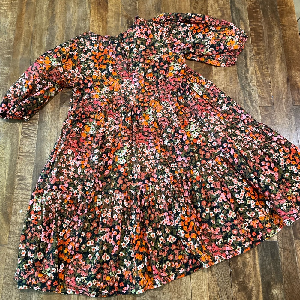 H&M floral puff sleeve dress sz 7